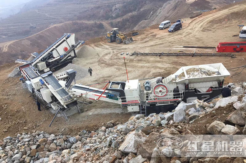 紅星移動(dòng)式破碎生產(chǎn)線現(xiàn)場(chǎng)